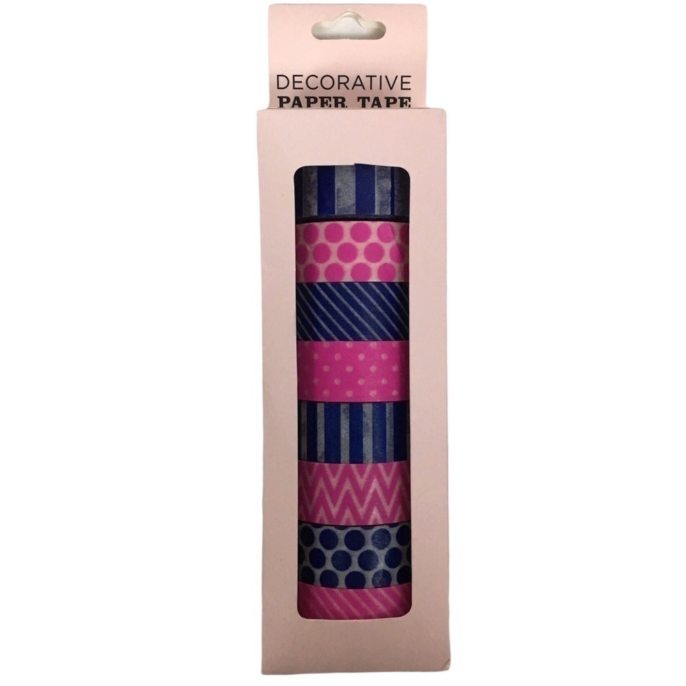 ELUM DESIGNS Washi Paper Tape Decorative Navy Pink 8 Rolls Scrapbooking NWT